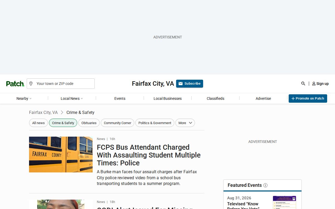 City of Fairfax Crime and Safety news view for Fairfax County arrest coverage