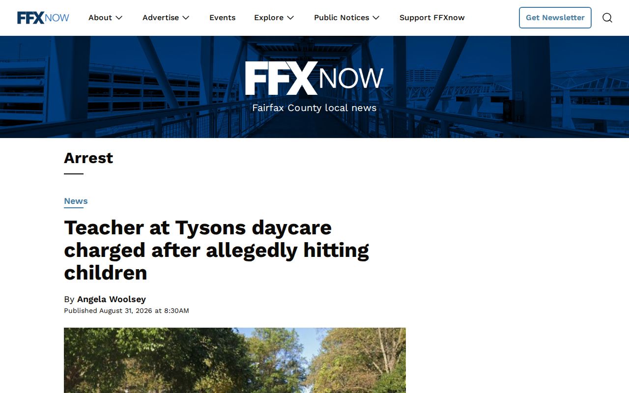 FFXnow Fairfax County arrest-news section with selected local reporting